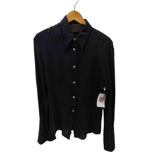 ドルチェアンドガッバーナ DOLCE&GABBANA 90S BASIC イタリア製 ビスコース コットン デカ襟 ダブルカフス L/S シャツ レディース EUR:46