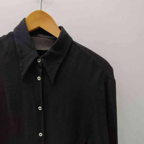 ドルチェアンドガッバーナ DOLCE&GABBANA 90S BASIC イタリア製 ビスコース コットン デカ襟 ダブルカフス L/S シャツ レディース EUR:46
