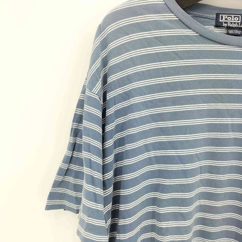 ポロバイラルフローレン Polo by RALPH LAUREN 90-00s ポニー刺繍 ボーダー コットン クルーネック半袖 Tシャツ メンズ XXL