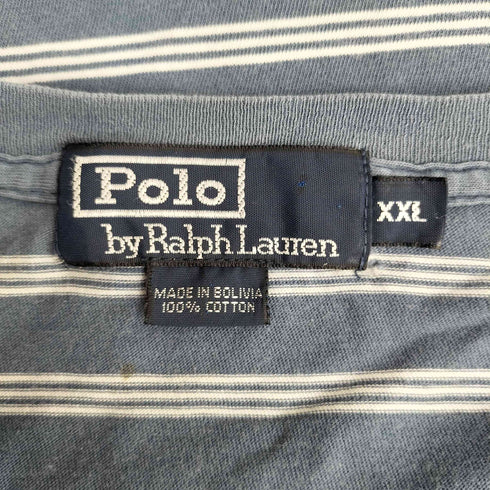 ポロバイラルフローレン Polo by RALPH LAUREN 90-00s ポニー刺繍 ボーダー コットン クルーネック半袖 Tシャツ メンズ XXL
