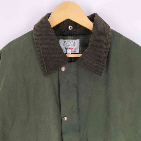 AVOCA COLLECTION 80S アイルランド製 裏地チェック 襟コーデュロイ フラップポケット オイルドジャケット メンズ import:XXL
