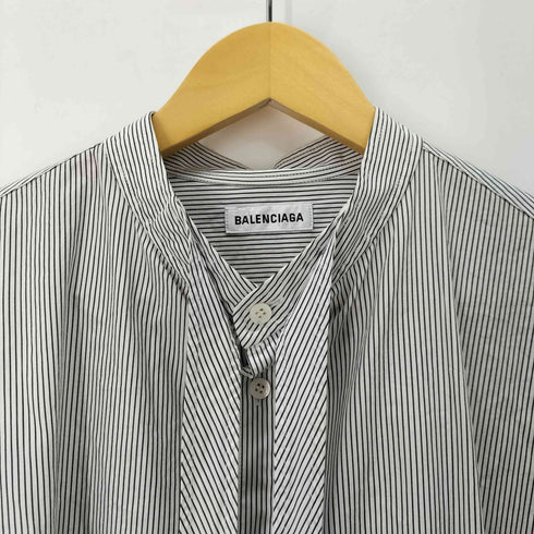 バレンシアガ BALENCIAGA 19年製 ロゴ ストライプ ニュースウィングシャツ メンズ UK:34