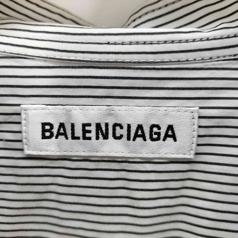 バレンシアガ BALENCIAGA 19年製 ロゴ ストライプ ニュースウィングシャツ メンズ UK:34