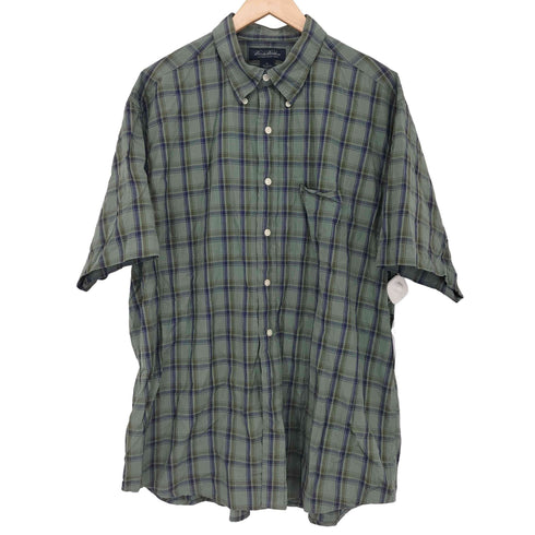 ブルックスブラザーズ BROOKS BROTHERS チェック柄ボタンダウン半袖シャツ メンズ import:XL