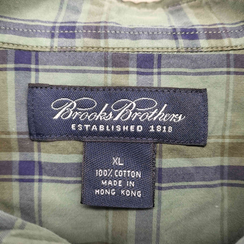 ブルックスブラザーズ BROOKS BROTHERS チェック柄ボタンダウン半袖シャツ メンズ import:XL