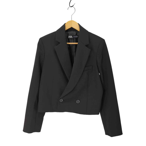 ザラ ZARA クロップド 短丈 テーラードジャケット レディース import:L