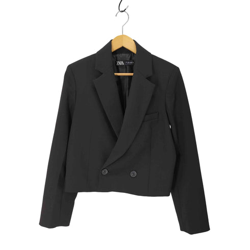 ザラ ZARA クロップド 短丈 テーラードジャケット レディース import:L