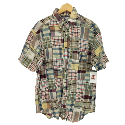 ブルックスブラザーズ BROOKS BROTHERS SPORT SHIRT パッチワークシャツ 半袖 ボタンダウン メンズ import:L