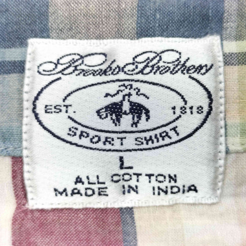 ブルックスブラザーズ BROOKS BROTHERS SPORT SHIRT パッチワークシャツ 半袖 ボタンダウン メンズ import:L