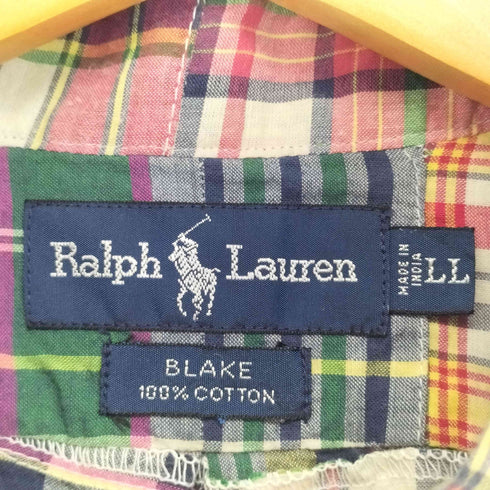 ラルフローレン RALPH LAUREN BLAKE パッチワークシャツ 半袖 ボタンダウン メンズ LL