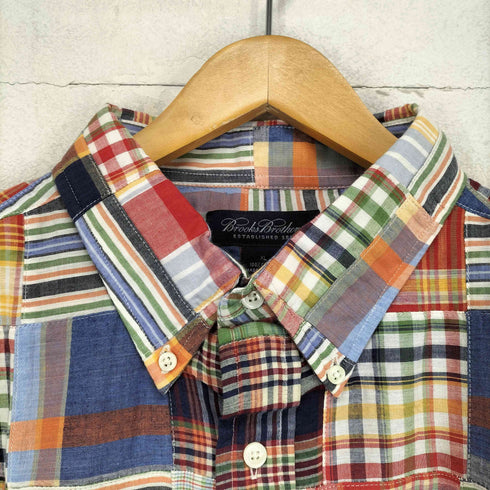 ブルックスブラザーズ BROOKS BROTHERS パッチワークシャツ 半袖 ボタンダウン メンズ import:XL