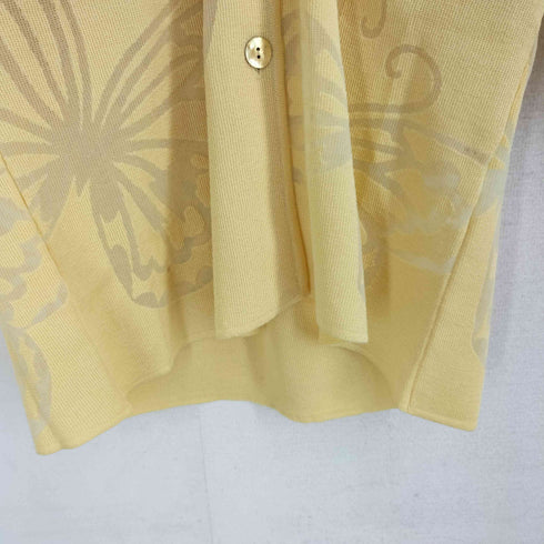 ハナエモリ HANAE MORI レーヨン混 蝶柄 シェルボタン シアーカーディガン レディース JPN:M