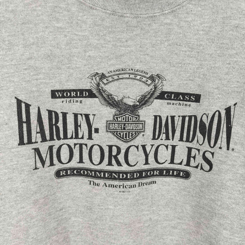 ハーレーダビッドソン HARLEY-DAVIDSON 80S USA製 袖プリント スウェット メンズ L