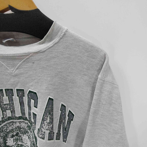 チャンピオン Champion 80S USA製 トリコタグ後期 コットン 88% ポリエステル 12% 混紡 MICHIGAN STATE 3段プリント 前Vガゼット スウェット メンズ import:XL