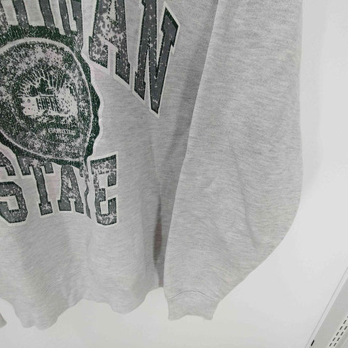 チャンピオン Champion 80S USA製 トリコタグ後期 コットン 88% ポリエステル 12% 混紡 MICHIGAN STATE 3段プリント 前Vガゼット スウェット メンズ import:XL