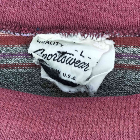 スポーツウエア Sportswear 60S~70S USA製 ボーダー Tシャツ 袖裾シングル メンズ import:L