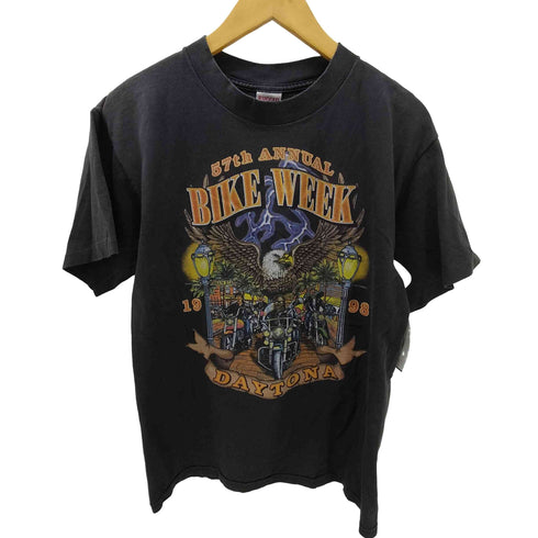 90S RUGGED TEE'S USA製 57TH ANNUAL BIKE WEEK ホーク 鷹 バイクウィーク 両面 プリント Tシャツ 袖シングル メンズ import:M