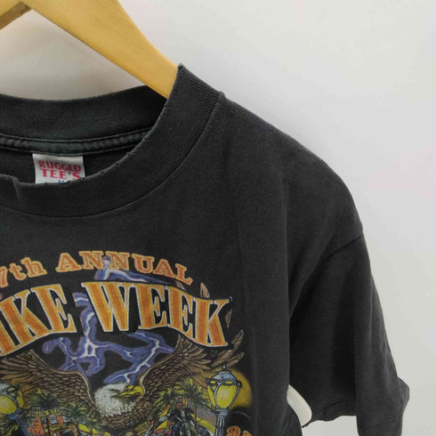 90S RUGGED TEE'S USA製 57TH ANNUAL BIKE WEEK ホーク 鷹 バイクウィーク 両面 プリント Tシャツ 袖シングル メンズ import:M