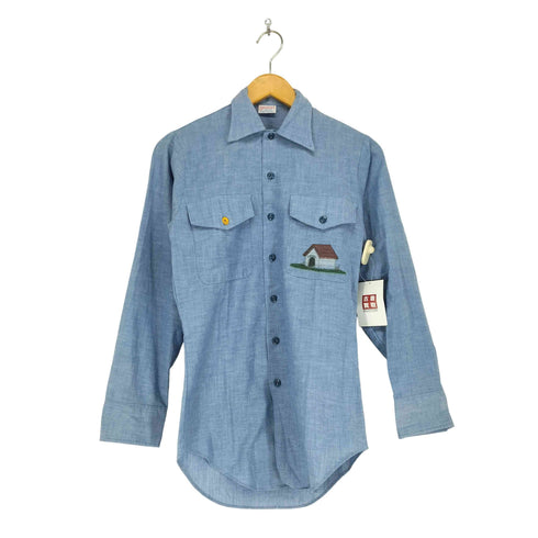 ユーエスネイビー U.S.NAVY navshirt MADE IN USAデザインシャンブレーシャツ メンズ import:XS