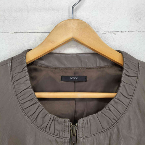 ロッソ ROSSO URBAN RESEARCH lamb leather フロントデザインラムレザーノーカラージャケット レディース F
