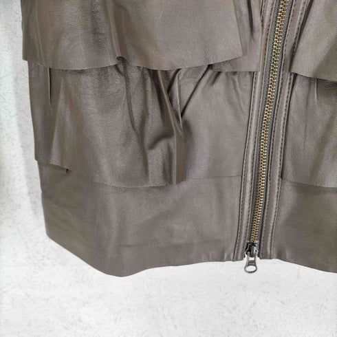 ロッソ ROSSO URBAN RESEARCH lamb leather フロントデザインラムレザーノーカラージャケット レディース F