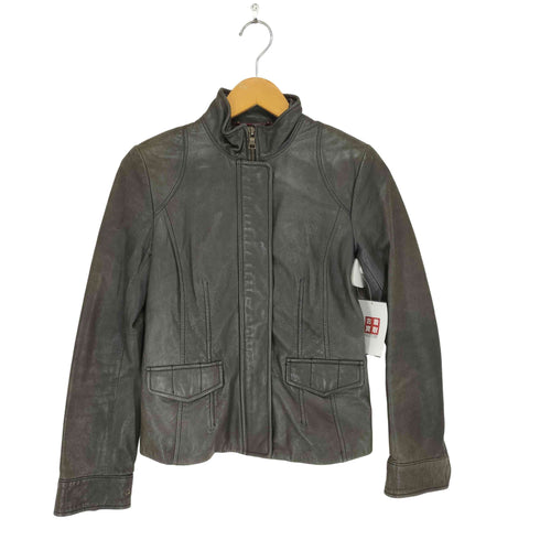 バナナリパブリック BANANA REPUBLIC lamb leather ラムレザー比翼シングルライダースジャケット レディース XS