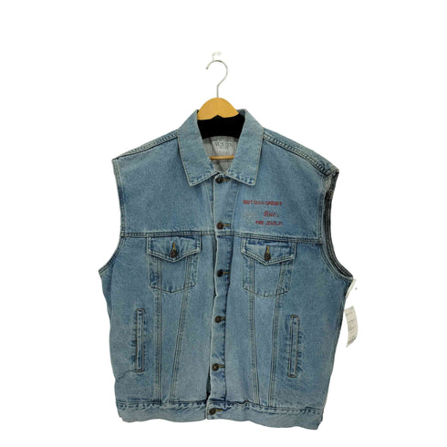 AUSTIN JEANS 香港製 ライトウォッシュ ノースリーブ デニムジャケット メンズ XL