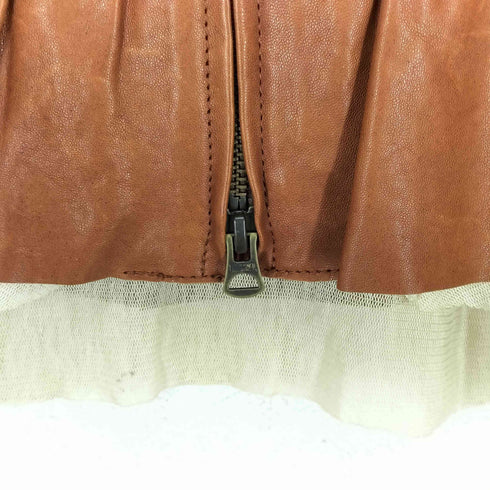 bon vieux temps lamb leather ラムレザープリーツデザインレースレイヤードジャケット レディース 1