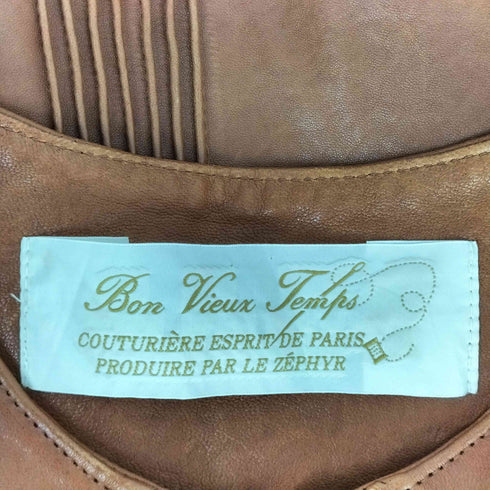 bon vieux temps lamb leather ラムレザープリーツデザインレースレイヤードジャケット レディース 1