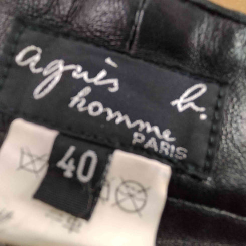 アニエスベーオム Agnes b.homme フランス製 シープレザー 5ポケット ボタンフライ ストレート パンツ メンズ 40