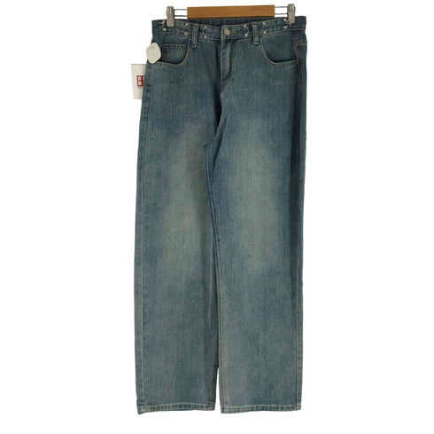 ワイドデニムパンツ ウエスト スナップ レディース
