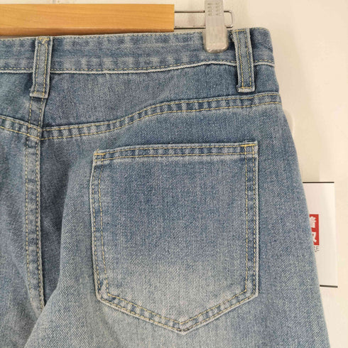ワイドデニムパンツ ウエスト スナップ レディース