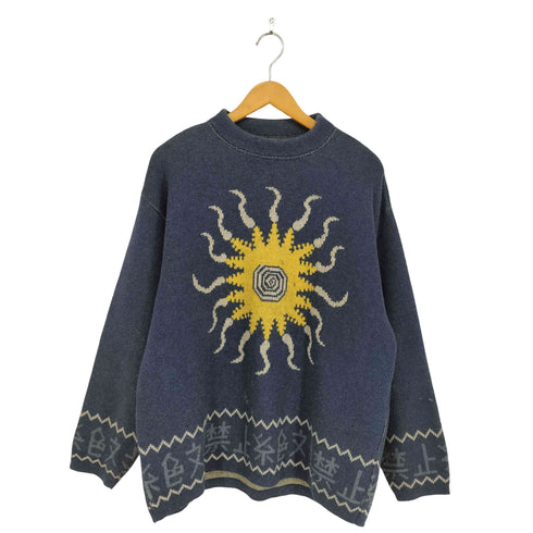OUTFITTERS 太陽 漢字デザイン 厚手ニット メンズ import:L