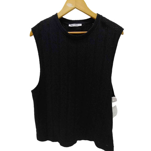 ザラ ZARA JACQUARD ジャガード コットン ポリ ノースリーブ トップス メンズ import:L