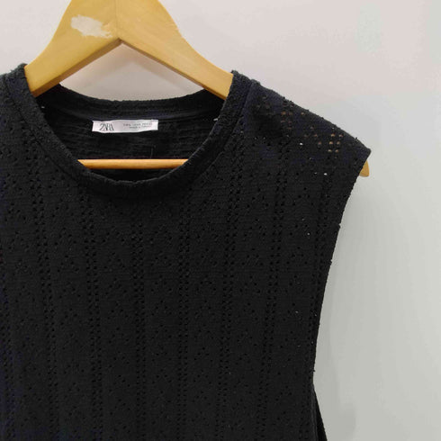 ザラ ZARA JACQUARD ジャガード コットン ポリ ノースリーブ トップス メンズ import:L