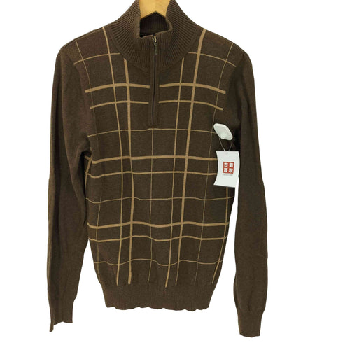 ギャップ Gap 00S 04AW OLD 紺タグ リブ編み ローゲージ ハーフジップ チェック コットン ニット セーター メンズ S/P