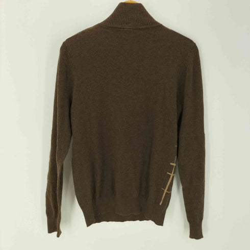 ギャップ Gap 00S 04AW OLD 紺タグ リブ編み ローゲージ ハーフジップ チェック コットン ニット セーター メンズ S/P