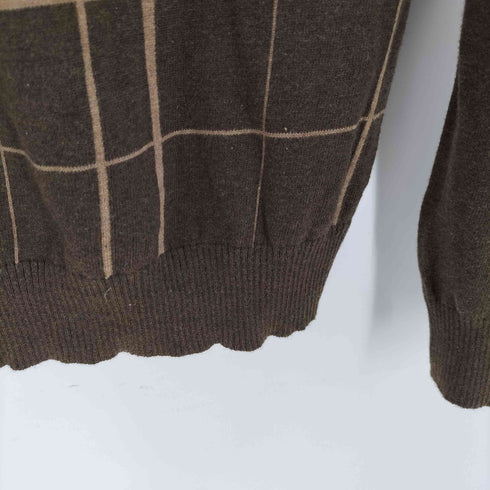 ギャップ Gap 00S 04AW OLD 紺タグ リブ編み ローゲージ ハーフジップ チェック コットン ニット セーター メンズ S/P