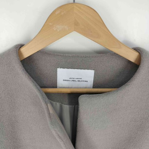 ユナイテッドアローズグリーンレーベルリラクシング UNITED ARROWS green label relaxing アンゴラビーバー スリット ノーカラー コート ロング丈 レディース JPN:36