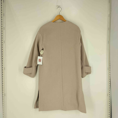 ユナイテッドアローズグリーンレーベルリラクシング UNITED ARROWS green label relaxing アンゴラビーバー スリット ノーカラー コート ロング丈 レディース JPN:36