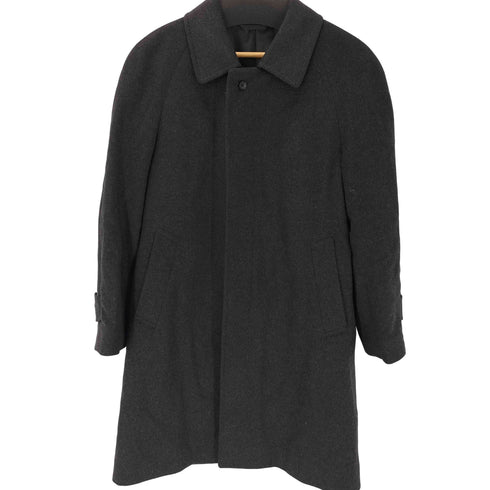カシミヤ CASHMERE CASHMERE 100% Balmacaan Long Coat カシミア 100% バルマカーン ステンカラー ロング コート 比翼 メンズ import:L