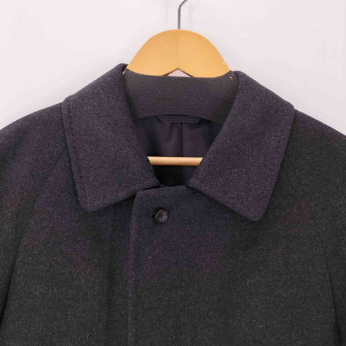 カシミヤ CASHMERE CASHMERE 100% Balmacaan Long Coat カシミア 100% バルマカーン ステンカラー ロング コート 比翼 メンズ import:L