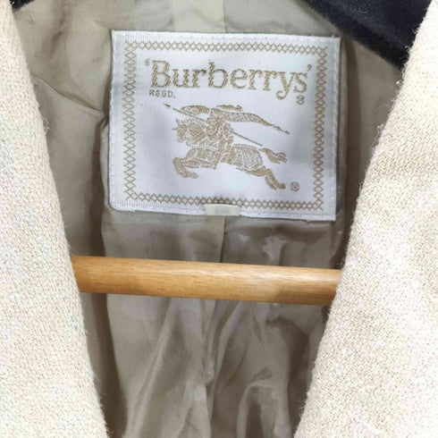 バーバリーズ BURBERRYS 90S OLD 白金タグ 裏地背抜き コットン リネン 綿麻生地 4B テーラード ジャケット レディース EUR:40