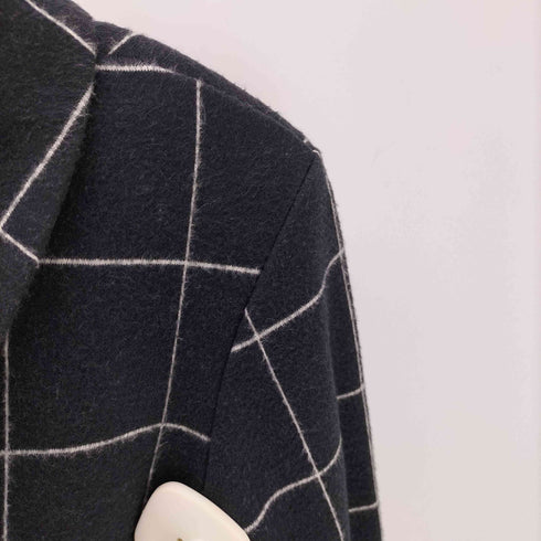 アニエスベー agnes b. PARIS MADE IN FRANCE フランス製 サンライズ期 バイアスチェック 混紡 生地 バルマカーン ステンカラー ロング コート レディース 2