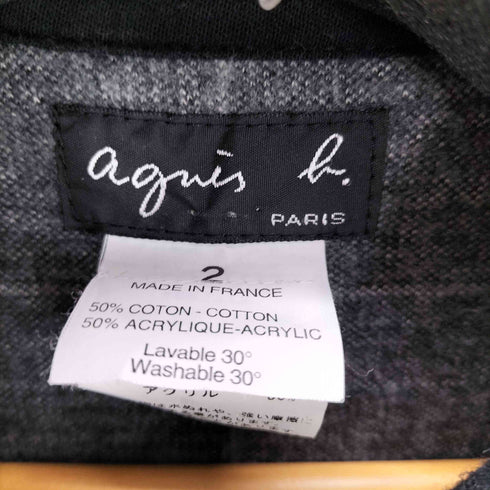 アニエスベー agnes b. PARIS MADE IN FRANCE フランス製 サンライズ期 バイアスチェック 混紡 生地 バルマカーン ステンカラー ロング コート レディース 2