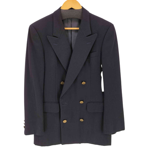 カルバンクライン CALVIN KLEIN ピークドラペル 金ボタン ダブルブレスト紺ブレザー メンズ C90-W76-T170