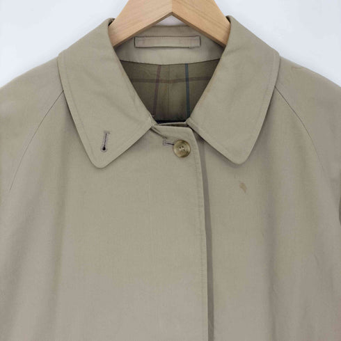 バーバリーズ BURBERRYS 80-90S 英国製 裏地ノバチェック柄 比翼 ステンカラーコート バルカマーンコート レディース