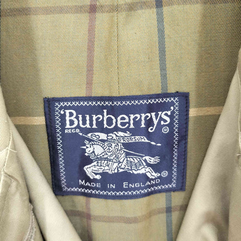 バーバリーズ BURBERRYS 80-90S 英国製 裏地ノバチェック柄 比翼 ステンカラーコート バルカマーンコート レディース