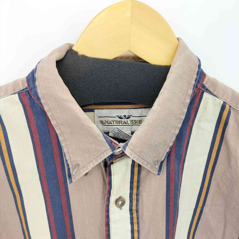 ナチュラルイシュー NATURAL ISSUE ボタンダウン ストライプ ロングスリーブ コットンシャツ メンズ XL