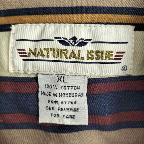 ナチュラルイシュー NATURAL ISSUE ボタンダウン ストライプ ロングスリーブ コットンシャツ メンズ XL